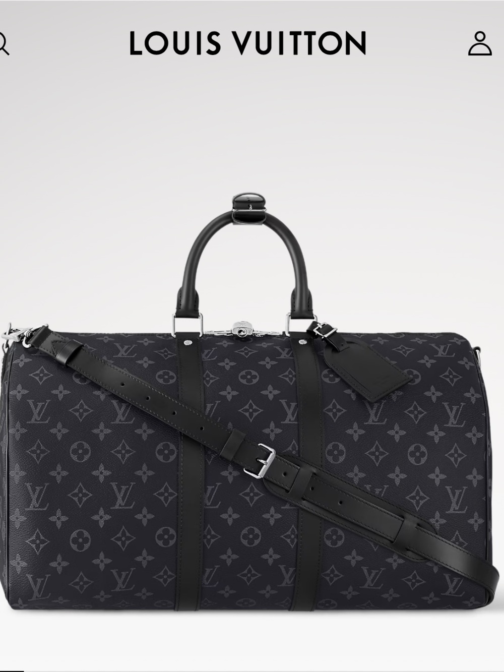 Louis Vuitton Monogram Eclipse Keepall Bandoulière 45 — Black